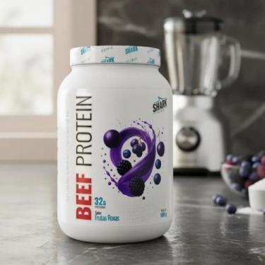 Imagem de Whey Beef Protein Zero Lactose 900g Shark Pro Frutas Roxas