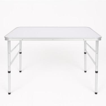 Imagem de Mesa Dobrável Maleta 90x60cm Branca com Altura Regulável para Camping 
