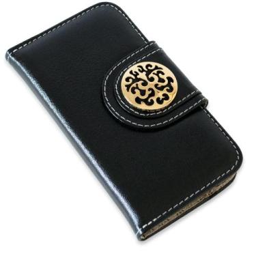 Imagem de Capa Carteira Couro Johari Preto Para Samsung S24 Plus S926 - CELLWAY