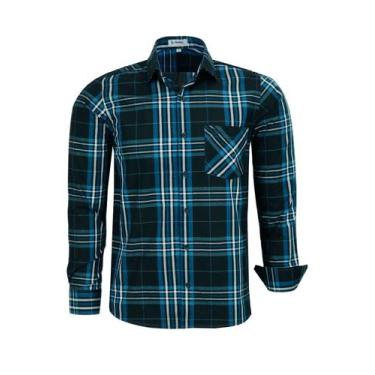 Imagem de Camisa Social Amil Manga Longa Com Bolso Xadrez Fio Tinto 100% Algodão