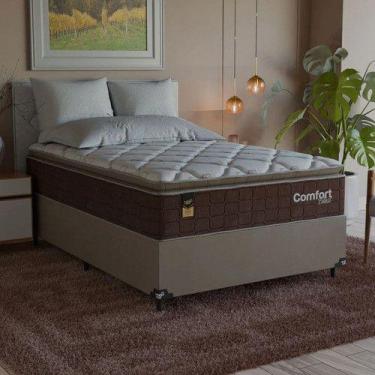 Imagem de Cama Box Viúva + Colchão Comfort Class Pillow Top 128x188 Marrom/suede