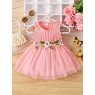 Imagem de Vestido Sem Mangas Para Menina Com Estampa Floral E Detalhes Em Tule P