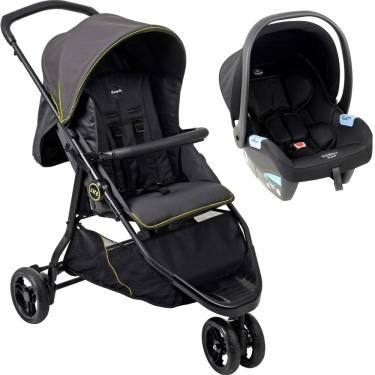 Imagem de Carrinho de Bebe com Bebe Conforto Preto Burigotto CR3 22 Gray Neon
