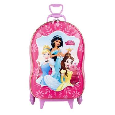 Imagem de Mala Viagem Menina Mochila Rigida Infantil Disney Princesas, Rosa