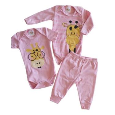 Imagem de Conjunto de 3 peças 2 Body Manga Longa e Curta + Calça Feminino para B