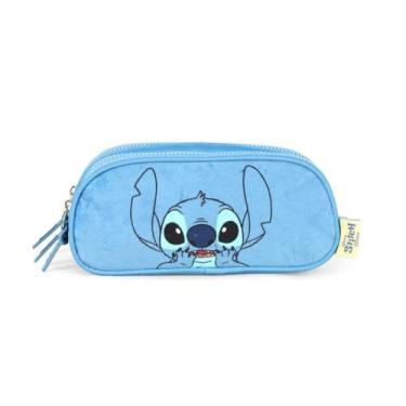 Imagem de Estojo Escolar Triplo Pelúcia Stitch Luxcel 022417 Cor:Azul Céu, Azul 