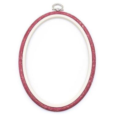 Imagem de Bastidor Flexível para Bordado Oval Vermelho - Nurge, 19CM