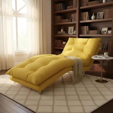 Imagem de Espreguiçadeira Estofada Sala Leitura Descanso Diva Suede Cor:AmareloD
