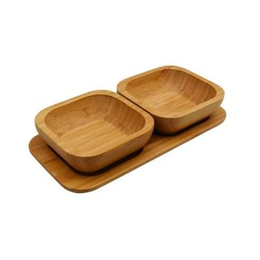 Imagem de Petisqueira Molheira De Bambu Com Suporte 2 peças - Decora