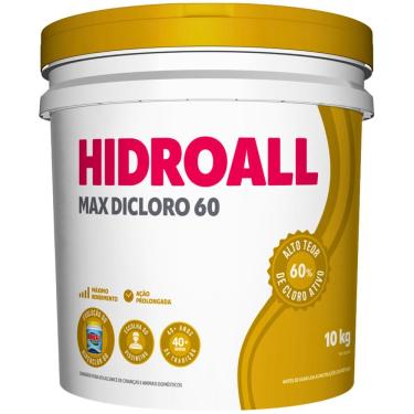 Imagem de Cloro Estabilizado para Piscina Max Dicloro 60% Ação Prolongada Grânulo Fino 10kg Hidroall do Brasil