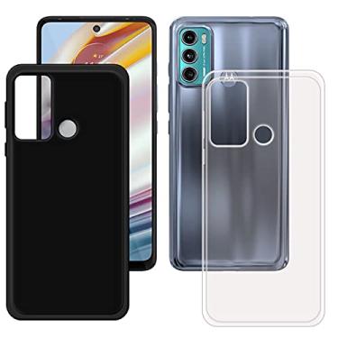 Imagem de FZZSZS Capa fina preta e transparente para Motorola Moto G60, capa protetora macia com proteção de TPU flexível para Motorola Moto G60 (6,7 polegadas)