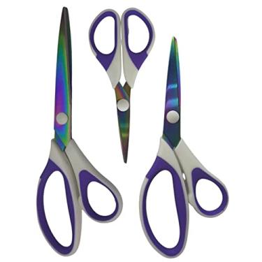 Imagem de Tesouras Titânio kit com 3 Multi uso cabo anatômico para diversos materiais papel tecido EVA