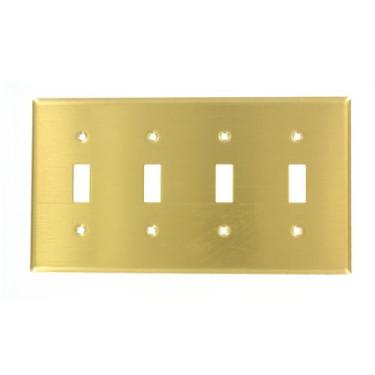Imagem de Leviton 81012 4 interruptores de dispositivo interruptor de parede, tamanho padrão, suporte de dispositivo, latão