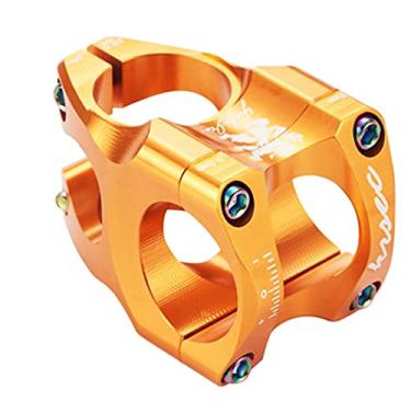 Imagem de Hastes de guidão de bicicleta de montanha CNC ultra leve, vazadas para guidão curto, 35 mm, haste de guidão para haste de liga de alumínio para a maioria das bicicletas, bicicletas de estrada, MTB, BMX, equipamento fixie, ciclismo (laranja)