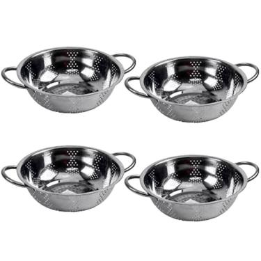 Imagem de Kit 4 Escorredor Inox Arroz Macarrão Peneira de Cozinha 25cm