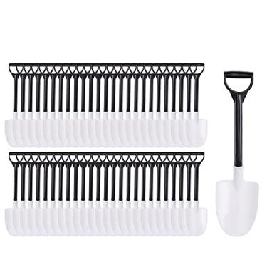 Imagem de 100 peças de plástico descartável colher de sobremesa em forma de pá mini para sorvete, pudim, iogurte (9x2.5CM)