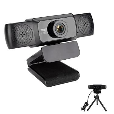 Imagem de Vbestlife Webcam, Webcam HD 1080P com suporte para tripé, câmera web de streaming profissional com microfone, câmera widescreen de computador USB, webcam de vídeo Full HD para gravação de conferência