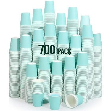 Imagem de AOZITA [Pacote com 700] Copos de papel de 85 g, copos de enxaguante bucal azul celeste, copos descartáveis de banheiro, copos de café, copos de papel para festa, piquenique, churrasco, viagens e eventos