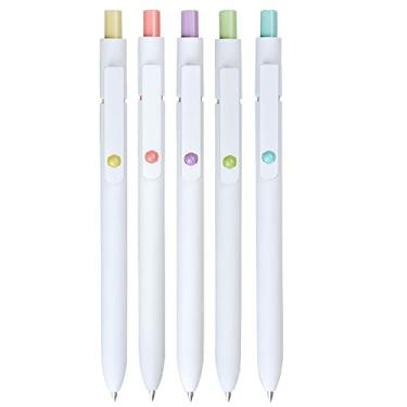 Imagem de Canetas de tinta de secagem rápida de 5 peças, canetas de gel escrita suave de ponta fina, canetas de tinta preta retráteis de 0,5 mm, canetas Rollerball para anotações de material de escritório escolar, canetas fofas para presentes femininos (Estilo 3)