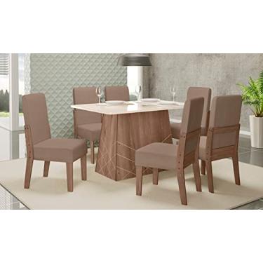 Imagem de CONJUNTO SALA DE JANTAR GAIA 1,35 COM 6 CADEIRAS AMÊNDOA 73B