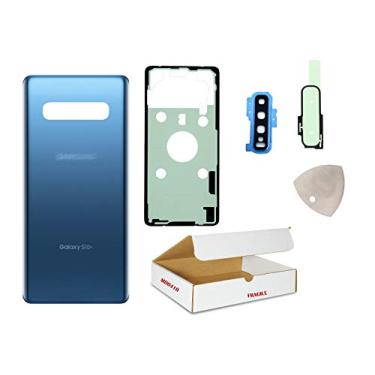 Imagem de md0410 Substituição compatível com Samsung Galaxy S10 Plus modelo G975 S10+ tampa traseira de vidro com tampa de lente de câmera traseira e ferramenta de abertura (prisma azul)