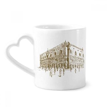Imagem de Caneca de paisagem de esboço de ponto de arquitetura caneca de café cerâmica copo de coração de vidro