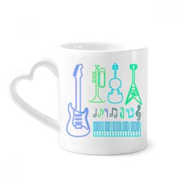 Imagem de Guitarra Instrumentos Musicais Neon Caneca Café Cerâmica Copo Coração Vidro