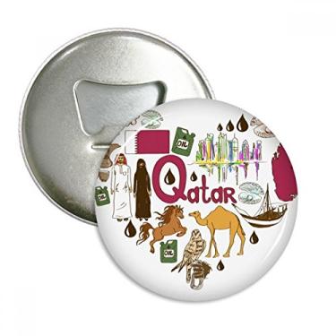 Imagem de Emblema multifuncional com emblema de ímã de geladeira e bandeira nacional do Qatar Love Heart Landscap
