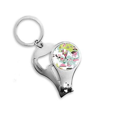 Imagem de Hong Kong Map Famous China Nail Nipper Ring Chaveiro Abridor de Garrafas Cortador