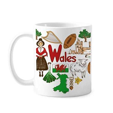 Imagem de Wales Love Heart UK Landscap Caneca Bandeira Nacional Cerâmica Café Porcelana Utensílios de Mesa