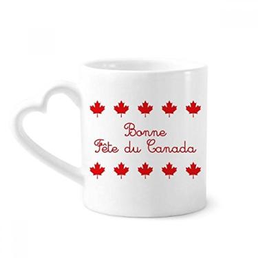 Imagem de Maple Leaf Happy Canada Day Caneca com slogan vermelho café cerâmica copo de coração de vidro