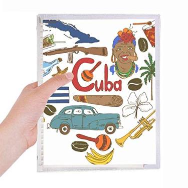 Imagem de Caderno de papelaria com bandeira nacional de Cuba Love Heart Landscap com folhas soltas recarregáveis