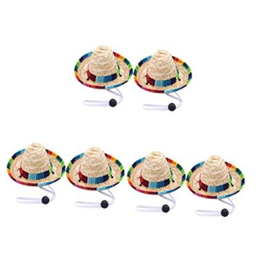 Imagem de POPETPOP 6 Peças chapéu de palha cocar de papagaio cocar traje mexicano chapéus decoração gorros de cachorro suprimentos para animais de estimação Canudo acessórios para festa chihuahua