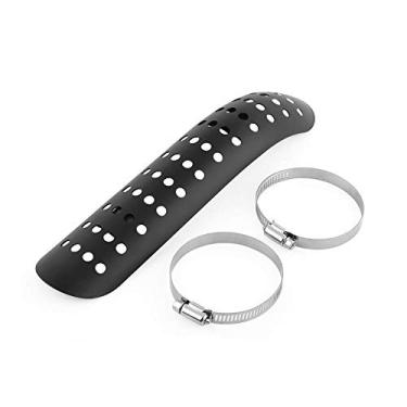 Imagem de Qiilu Universal Motorcycle Hole Heat-shield Muffler Exhaust Pipe Cover Heel Guard (Black)