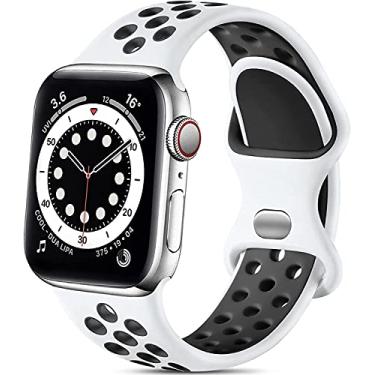 Imagem de Hoopyeecase Compatível com Apple Watch Bands 44mm 42mm 40mm 38mm, Silicone Esporte À prova d'água Respirável macia Substituição pulseira de relógio para iWatch SE Series /6/5/4/3/2/1