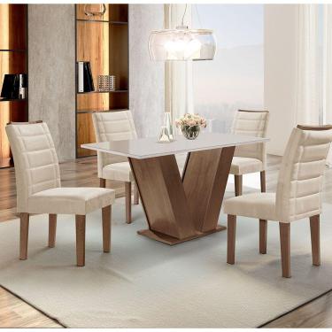 Imagem de Conjunto Mesa Classic 120x80 com Tampo em Vidro Dakota com 4 Cadeiras Florença Cel Móveis
