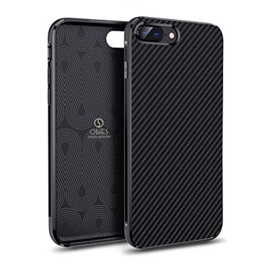Imagem de ONES Capa ultrafina para iPhone 8Plus/7Plus · Textura de fibra de carbono [Prevenção de impressões digitais][Proteção de câmera e tela][Absorção de impacto][Antiderrapante] · Capa leve