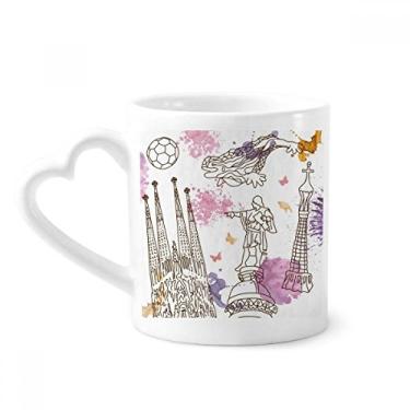 Imagem de Estátua de futebol da Catedral de Barcelona, Espanha, caneca de cerâmica para café copo de coração de vidro