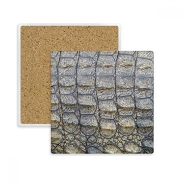 Imagem de Porta-copos quadrado de couro de crocodilo com design abstrato, suporte de subplaca para caneca
