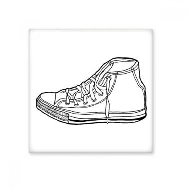 Imagem de Sapatos de lona branco padrão pintado à mão azulejo de cerâmica brilhante decalque de pedra adornada tijolo vitrificado