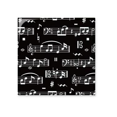 Imagem de Barra branca de notas musicais azulejo de cerâmica preto decalque brilhante pedra adornada tijolo vitrificado