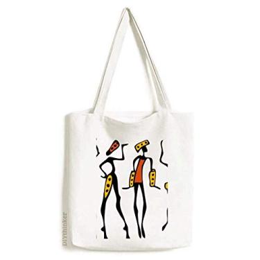 Imagem de Primitive Africa Aboriginal Black Dance Totems Tote Canvas Bag Bolsa de compras casual