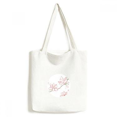 Imagem de Aquarela pêssego folhas flor sacola sacola sacola de compras bolsa casual bolsa de compras