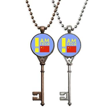 Imagem de OFFbb-USA I Am from China Art Deco Gift Fashion Chaveiro Colar Pingente Joias Decoração de Casal