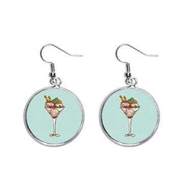 Imagem de Brinco feminino de gota de prata com pingente de bola de sorvete de flor de folhas