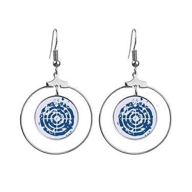 Imagem de Brincos de argola com design de alvo azul com estampa de ilustração redonda