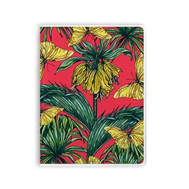 Imagem de Diário de capa macia para caderno de borboletas rosa com folhas de flores