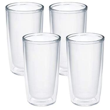 Imagem de Tervis Copo de mesa transparente feito nos EUA, copo de viagem com isolamento duplo mantém as bebidas frias e quentes, 473 ml - pacote com 4, clássico