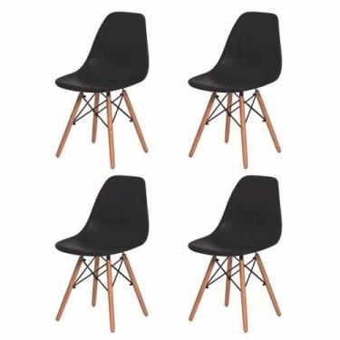 Imagem de Kit 4 Cadeiras Charles Eames Eiffel Wood Design Preto