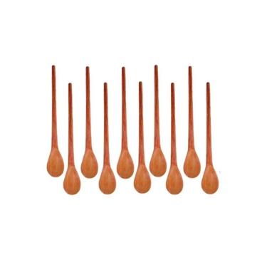 Imagem de Kit 100 Peças Colher De Pau Madeira Modelos Molho 18 Cm